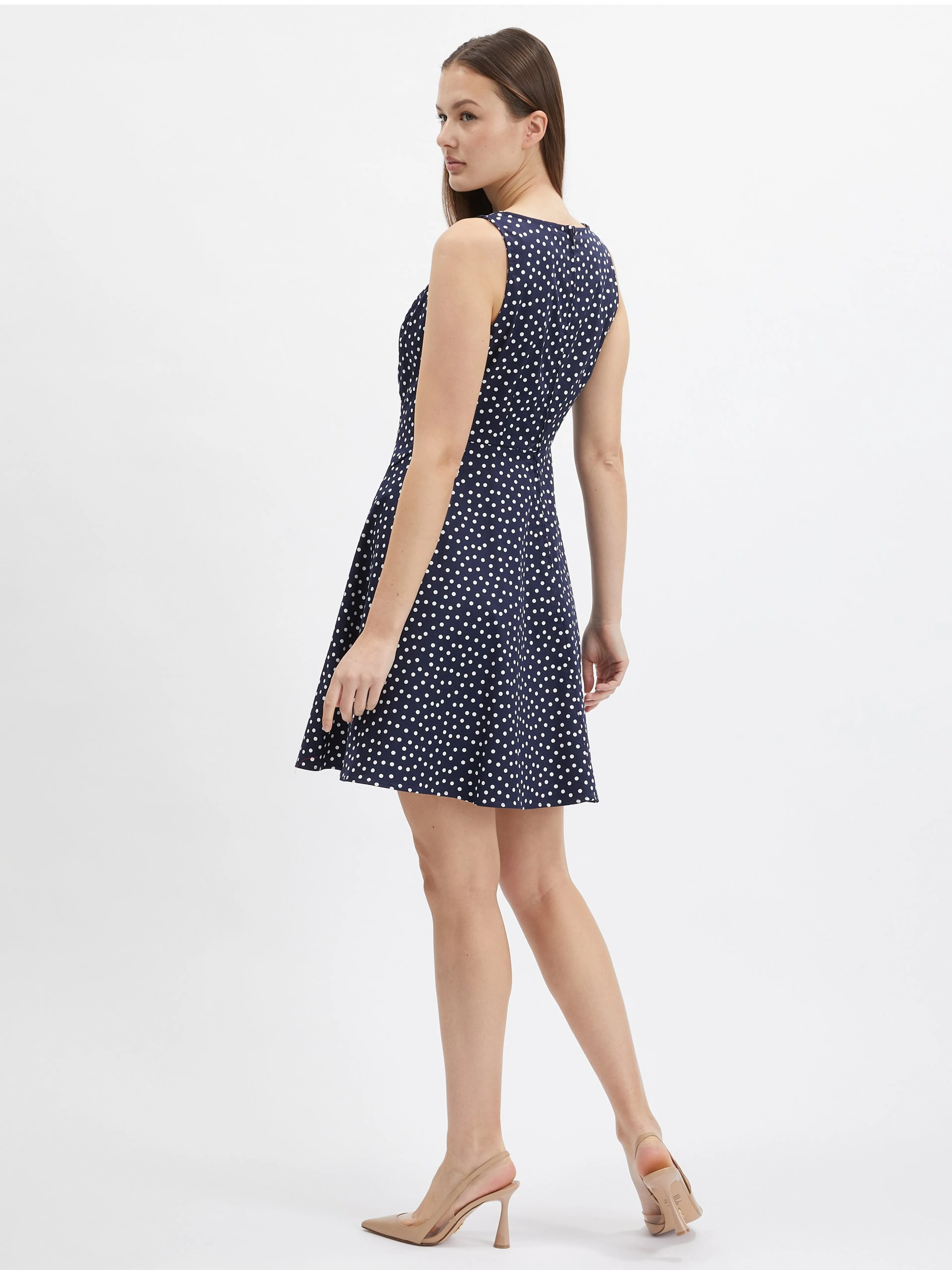 Dunkelblaues Damen-Polka-Dot-Kleid ORSAY