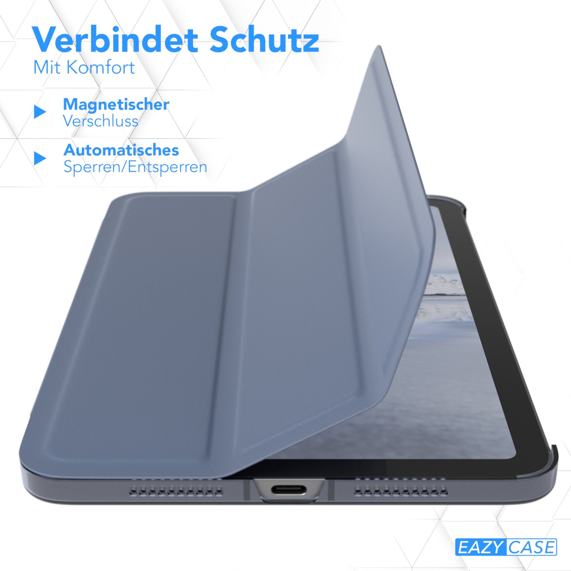 EAZY CASE Tablet-Hülle Smart Case für Apple iPad Mini 6. Gen. (2021) 8,3 Zoll, Schutzhülle mit Sleep Wake Up Funktion Anti-Kratz Case Blau Lavendel