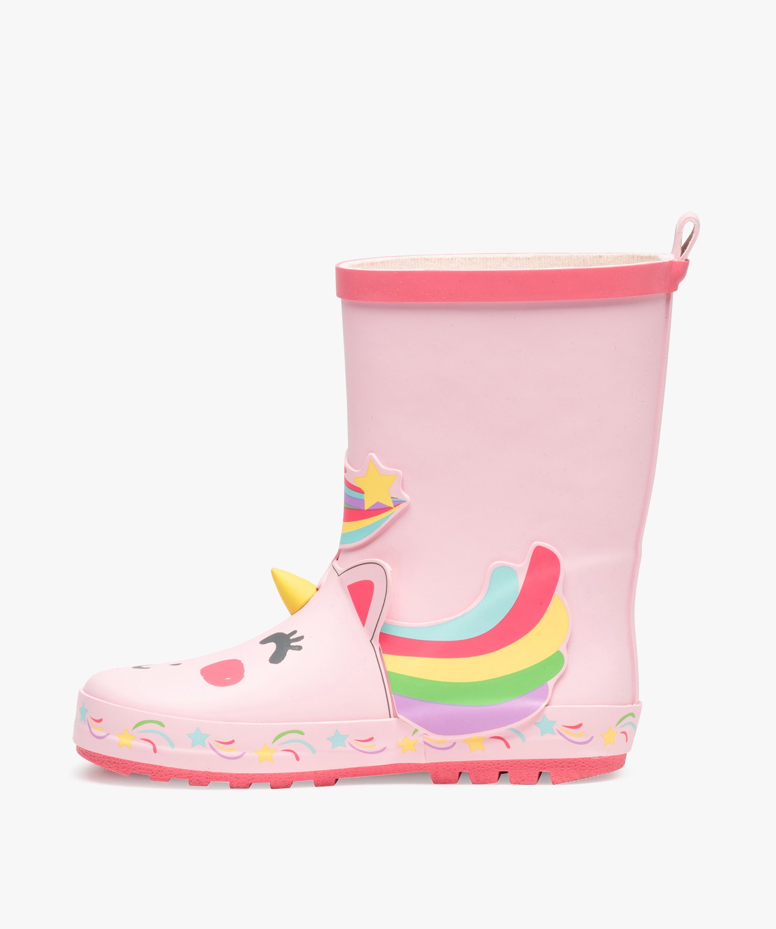Bottes de pluie fille en caoutchouc forme licorne rose | GEMO