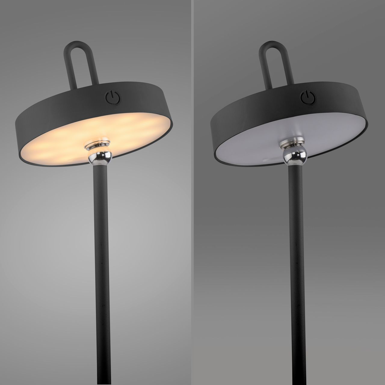 JUST LIGHT Akku Tischleuchte AMAG, 1x LED-Board/1,50Watt/2700Kelvin, IP44, Schwarz