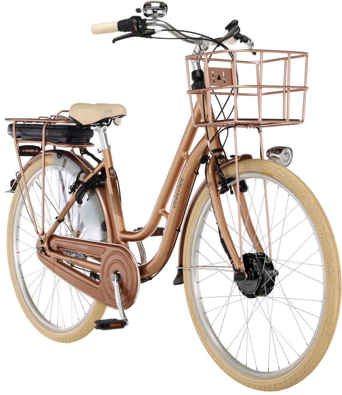 FISCHER Fahrrad E-Bike CITA RETRO 2.2 522, 7 Gang Shimano Nexus Schaltwerk, Nabenschaltung, Frontmotor, 522 Wh Akku, (mit Fahrradschloss)