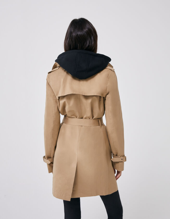 Trench à capuche et parementure amovibles femme