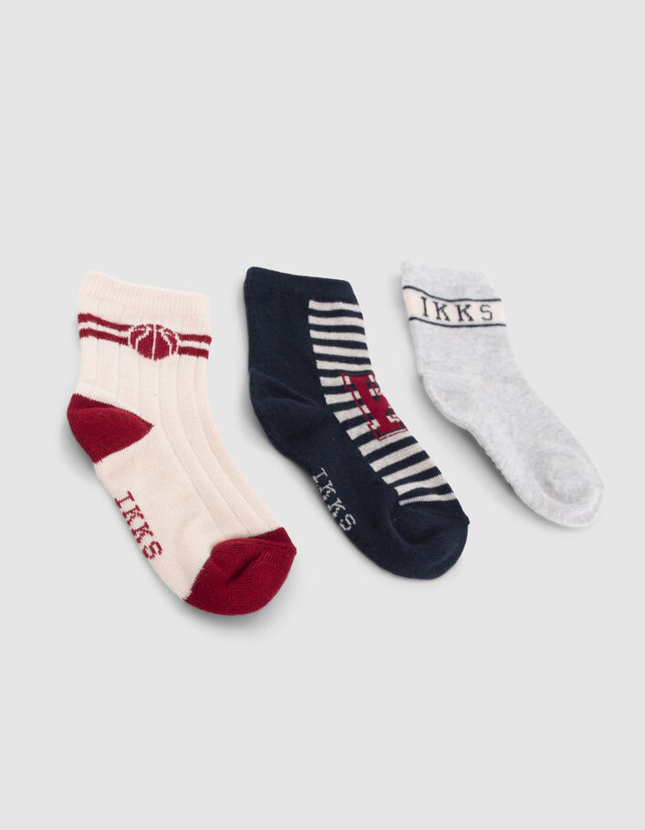 Chaussettes marine, grises et écrues bébé garçon