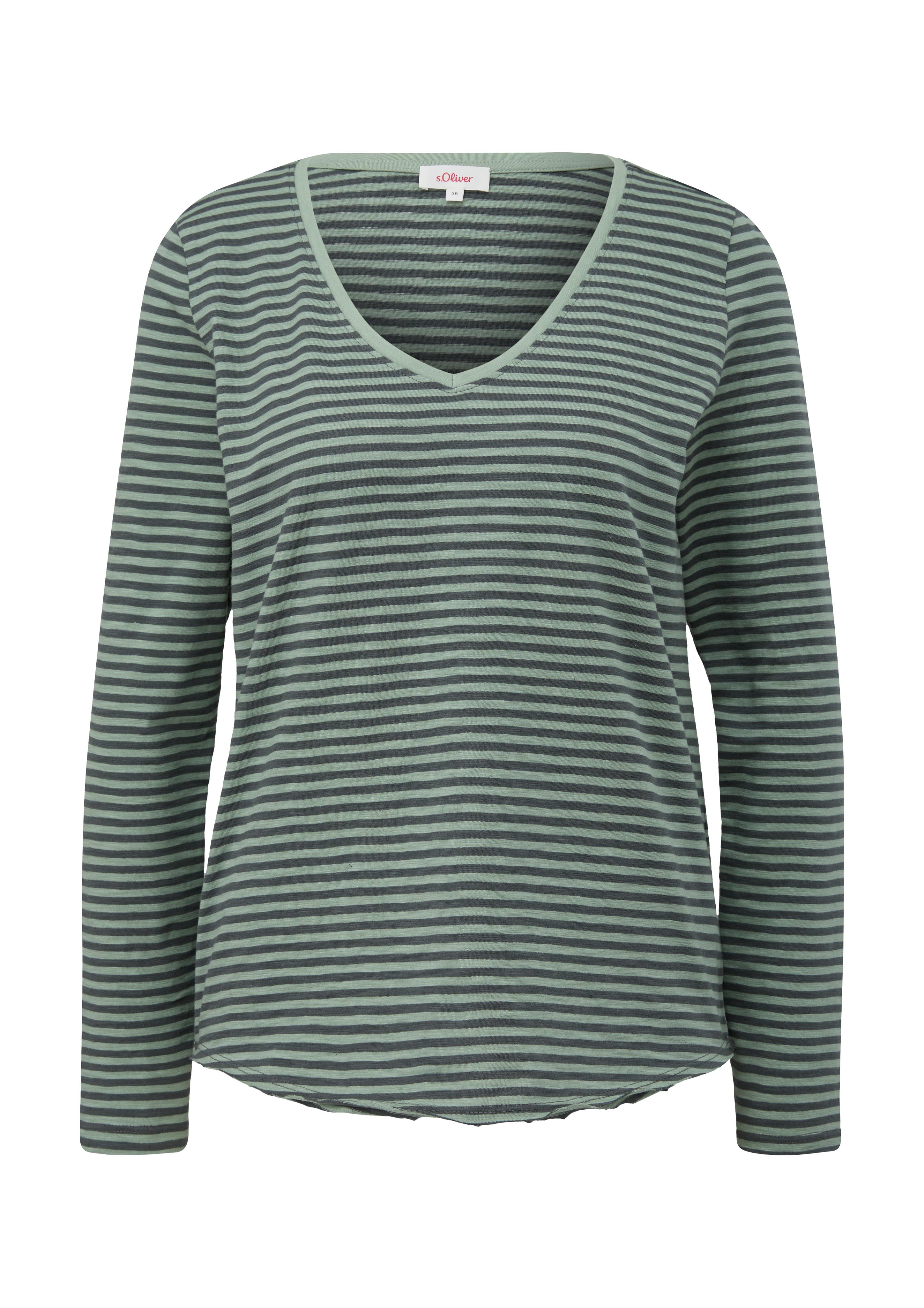 Gestreiftes Longsleeve mit Rollsaum  2135958-72H2