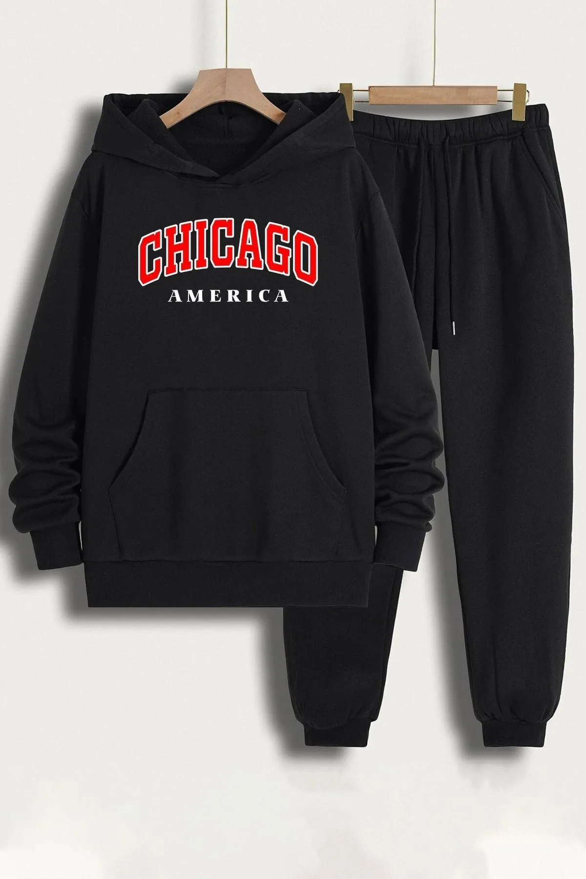 uyguntarz  Bedrucktes Unisex-Trainingsanzug-Set „Chicago“.
