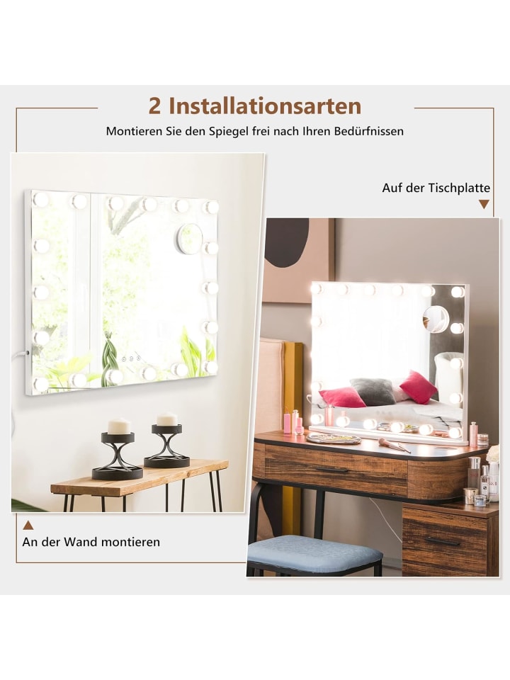 COSTWAY Kosmetikspiegel 62,5x51cm in Transparent günstig kaufen 51 cm