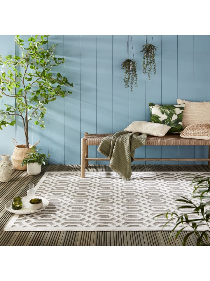 KADIMA DESIGN Wetterbeständiger Teppich in Geometrie-Optik günstig kaufen