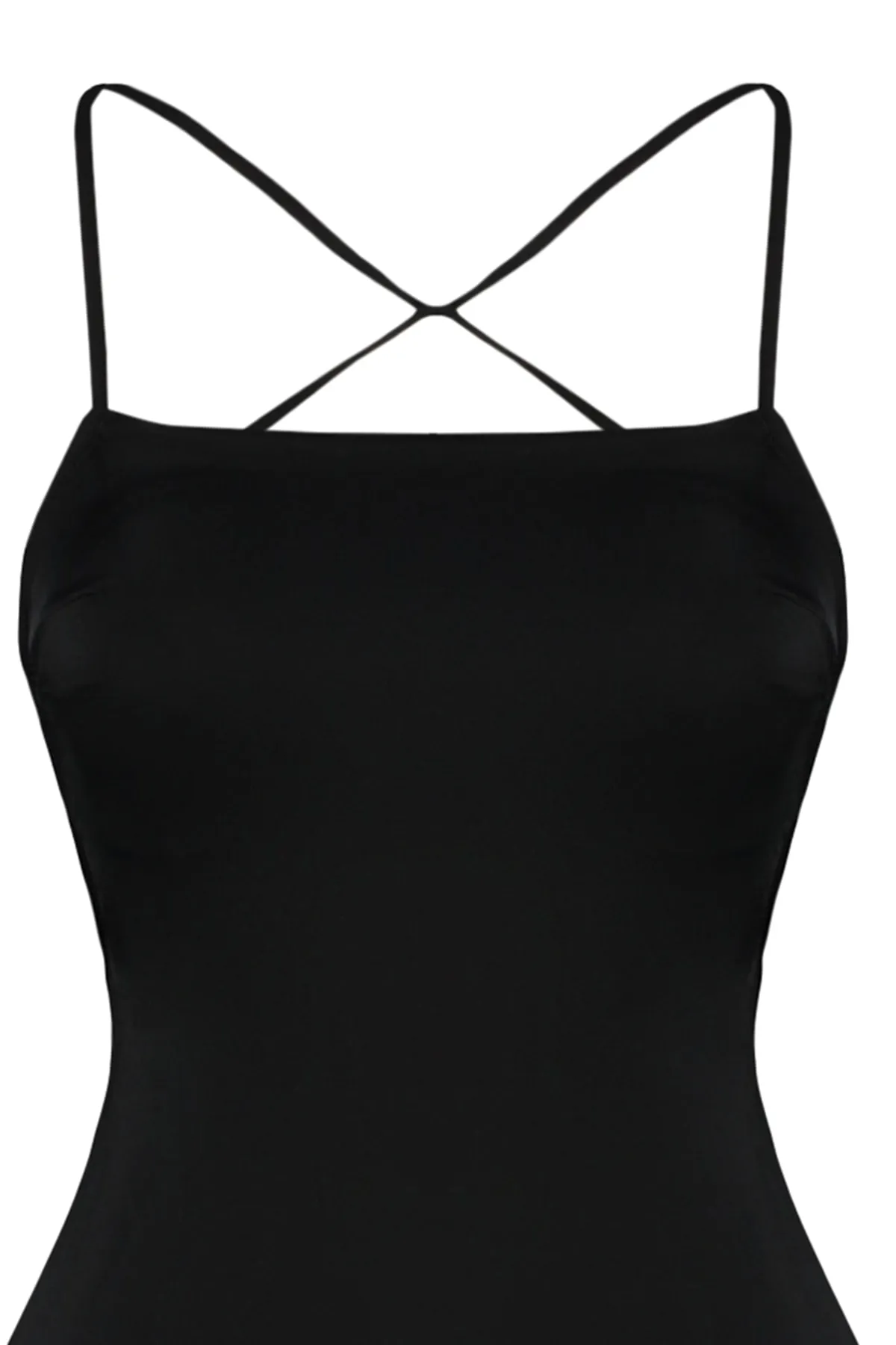 Trendyol Collection  Schwarzer, normaler Badeanzug mit quadratischem Kragen und tiefem Rückenausschnitt TBESS21MA0295