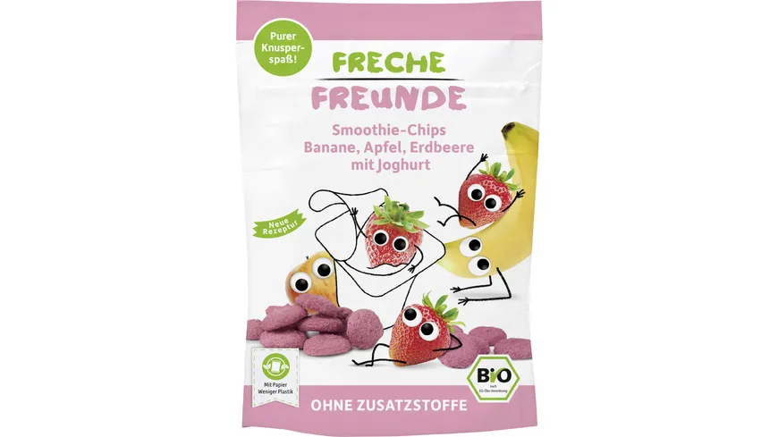 Freche Freunde Bio Smoothie-Chips Banane, Apfel, Erdbeere mit Joghurt 16 g