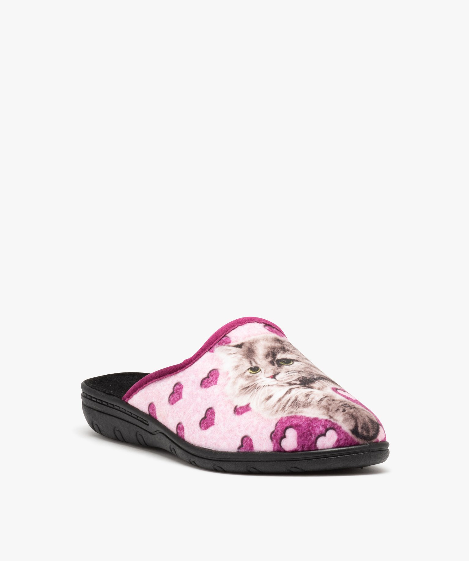 Chaussons femme mules confortables en jersey violet | GEMO
