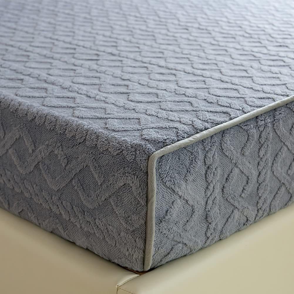 Matratze, Decken, Spannbetttuch, Spannbettlaken Flauschig Warme Jacquard Muster grau 180cmx200cm, FELIXLEO