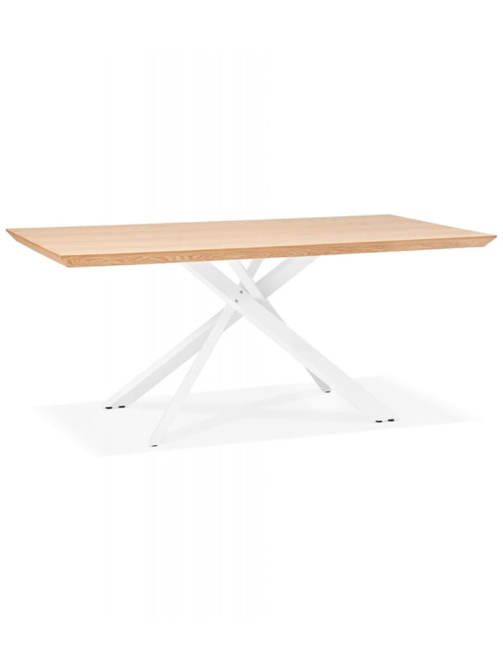 KADIMA DESIGN Esstisch aus Holz mit X-Bein Metallgestell | Modern Industrial in Beige-Weiß günstig kaufen onesize