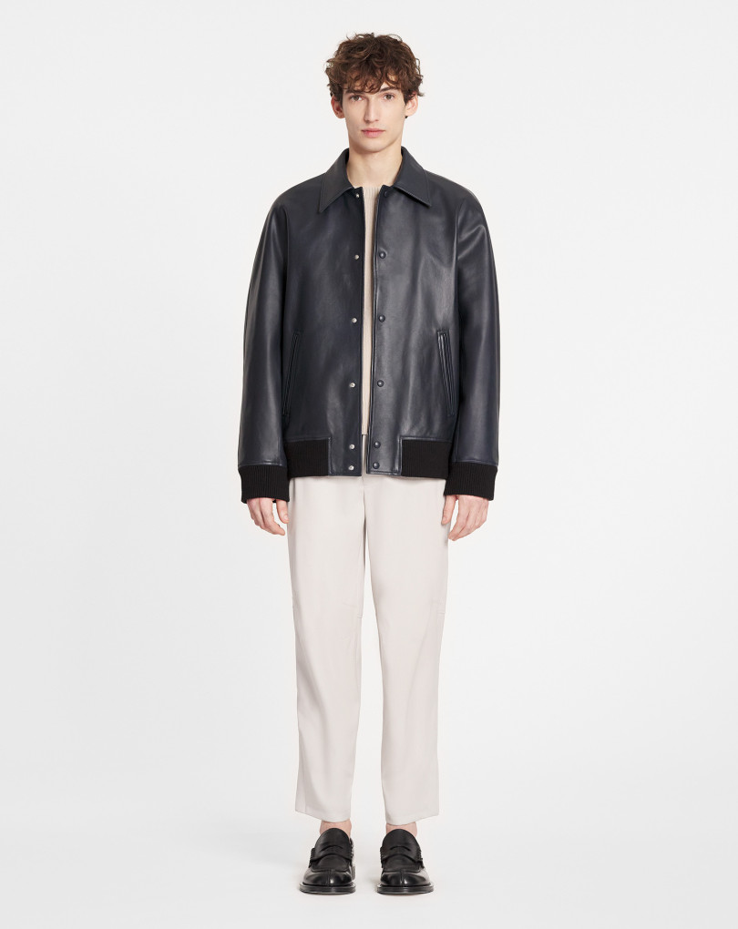 BLOUSON EN CUIR EFFET KIMONO