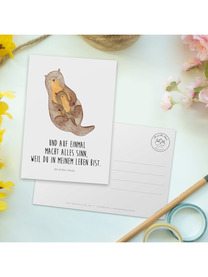 Mr. & Mrs. Panda Postkarte Otter Kind mit Spruch in Weiß günstig kaufen onesize