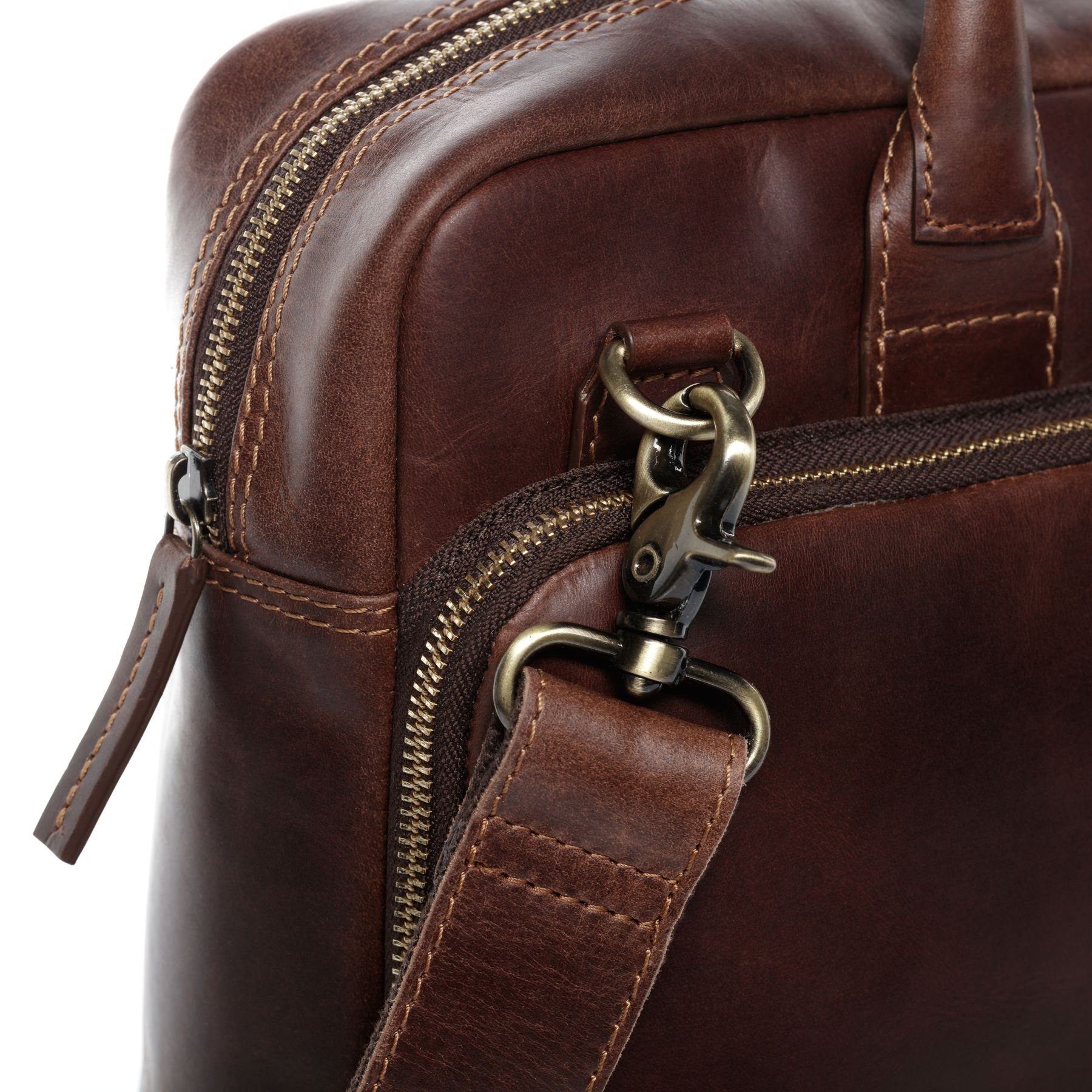 SID & VAIN Laptoptasche Leder Businesstasche Unisex RYAN, Laptoptasche 15,4 Zoll, Aktentasche Echtleder Damen Herren braun