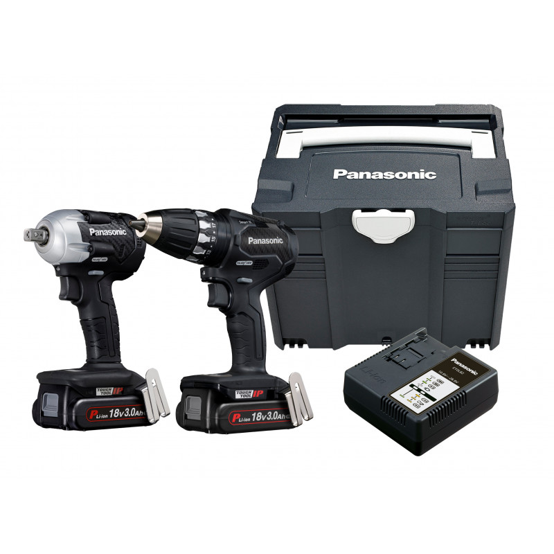 Ensemble combiné Panasonic EYC232PN2G Accuboor EY74A3 et Slagmoermachine EY75A8 18 volts 3,0 Ah Li-ion en Systainer