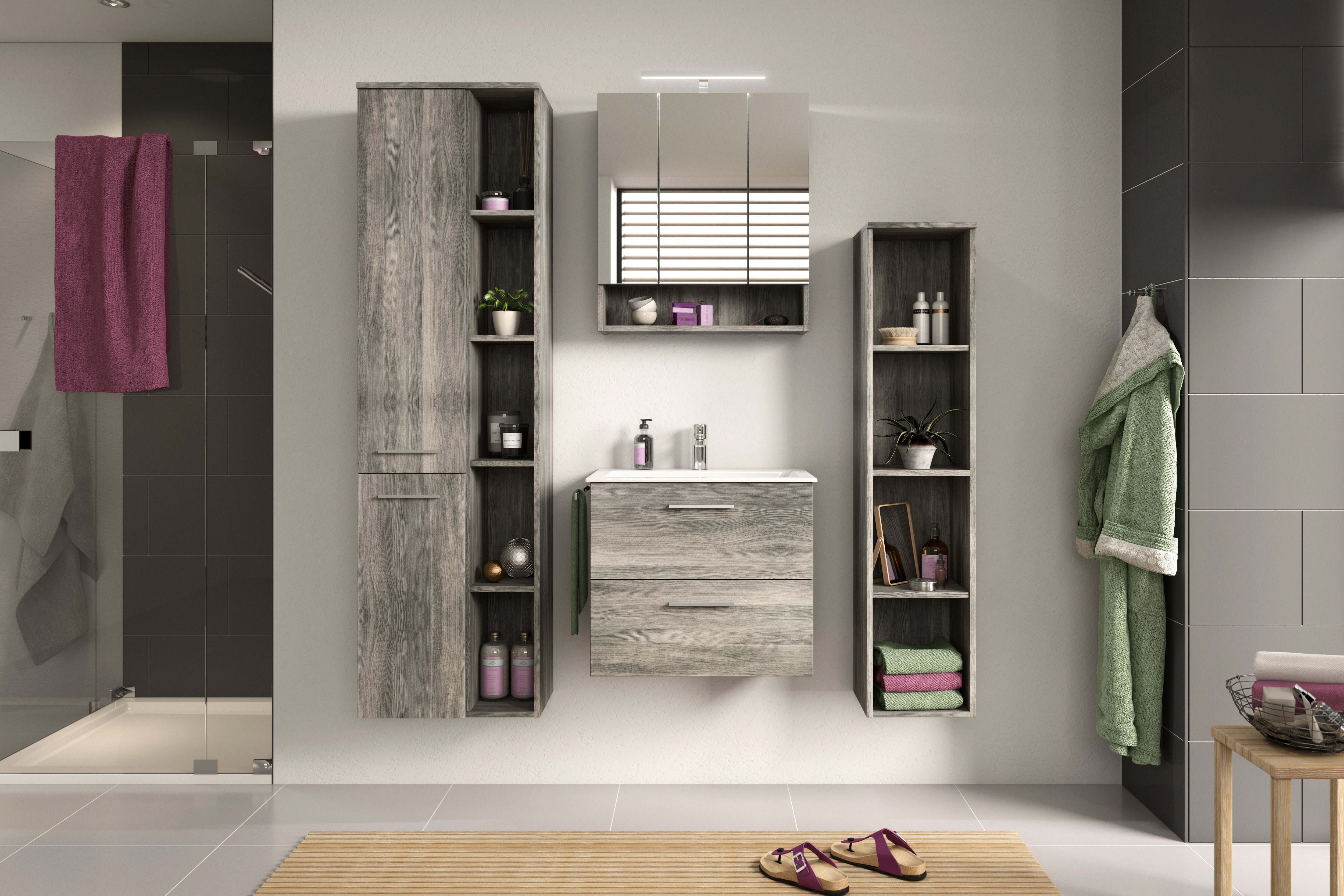furnling Badezimmerspiegelschrank Nairobi Breite 60 cm, Höhe 68 cm, Tiefe 21 cm