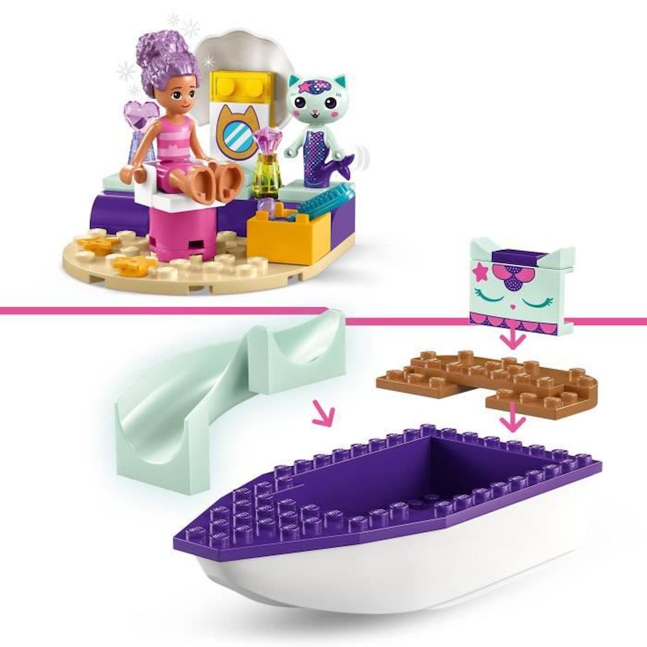 LEGO® Gabby et la Maison Magique 10786 Le Bateau et le Spa de Gabby et Marine, Jouet avec Figurines blanc