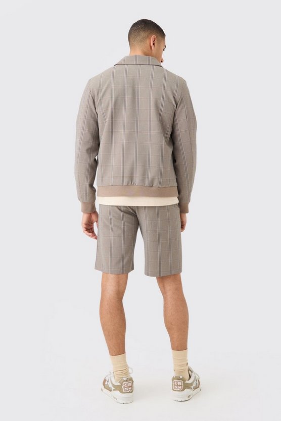 Strukturierte karierte Stretch-Shorts
