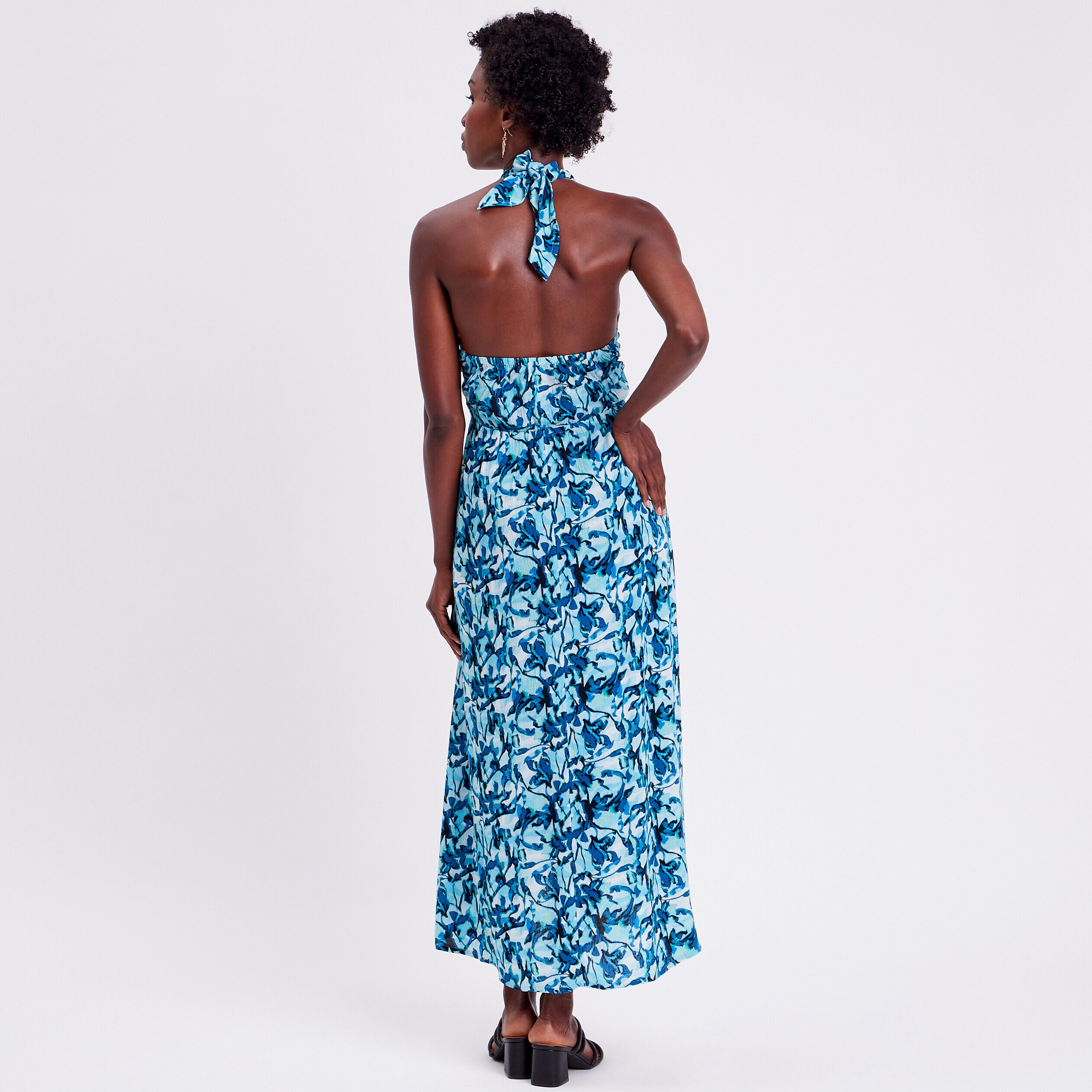 Robe longue évasée blanc femme | Cache Cache