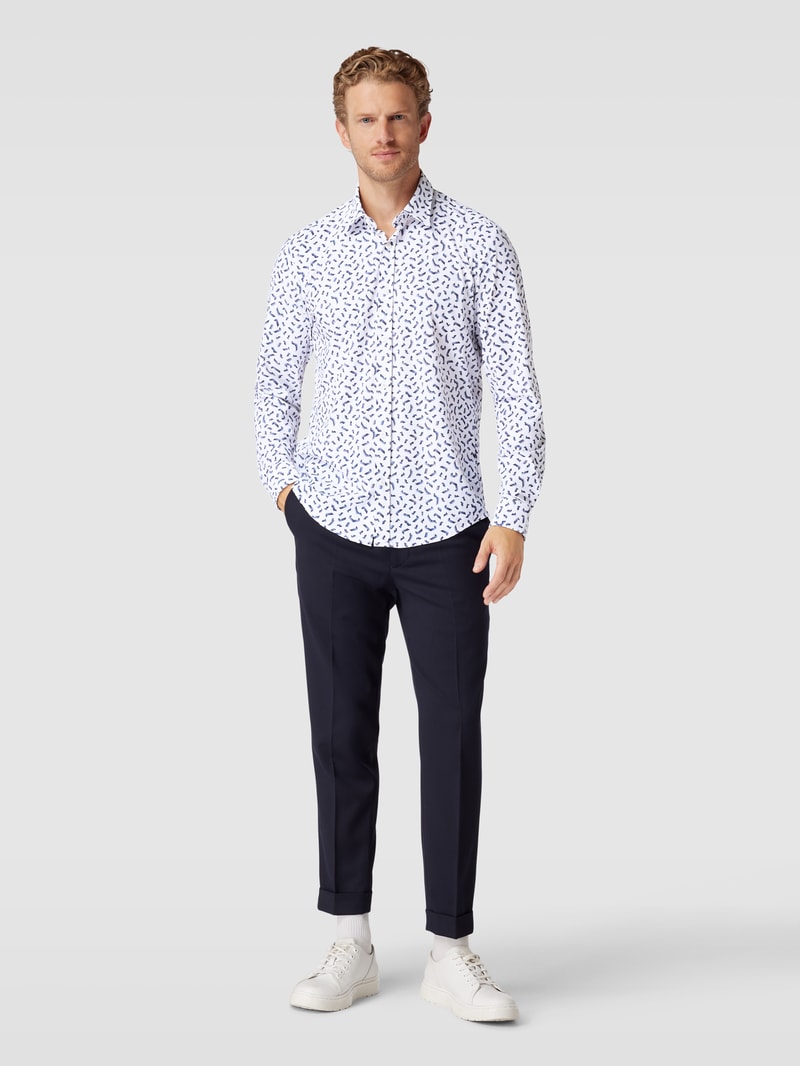 Regular Fit Freizeithemd mit Allover-Muster Modell 'Liam' in weiß