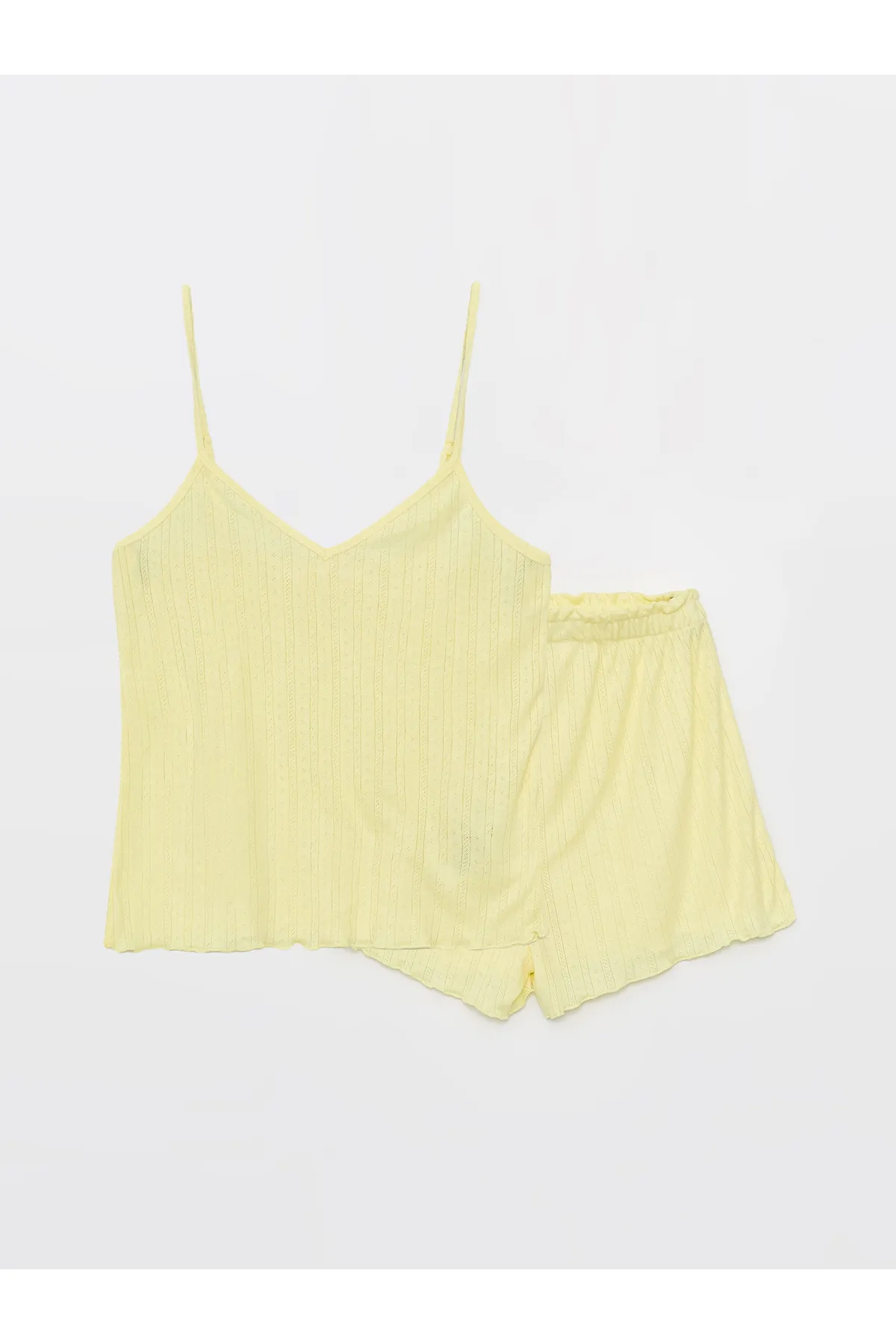 LC Waikiki  Selbstgemustertes Trägerpyjama-Set für Damen mit V-Ausschnitt und Shorts