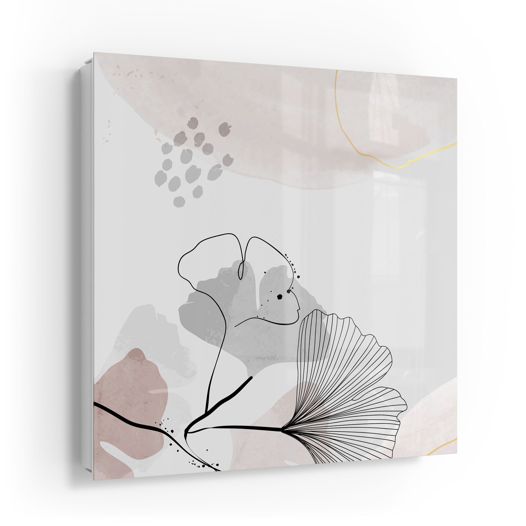 DEQORI Schlüsselkasten 'Dekorativer Gingko-Banner', Glas Schlüsselbox modern magnetisch beschreibbar
