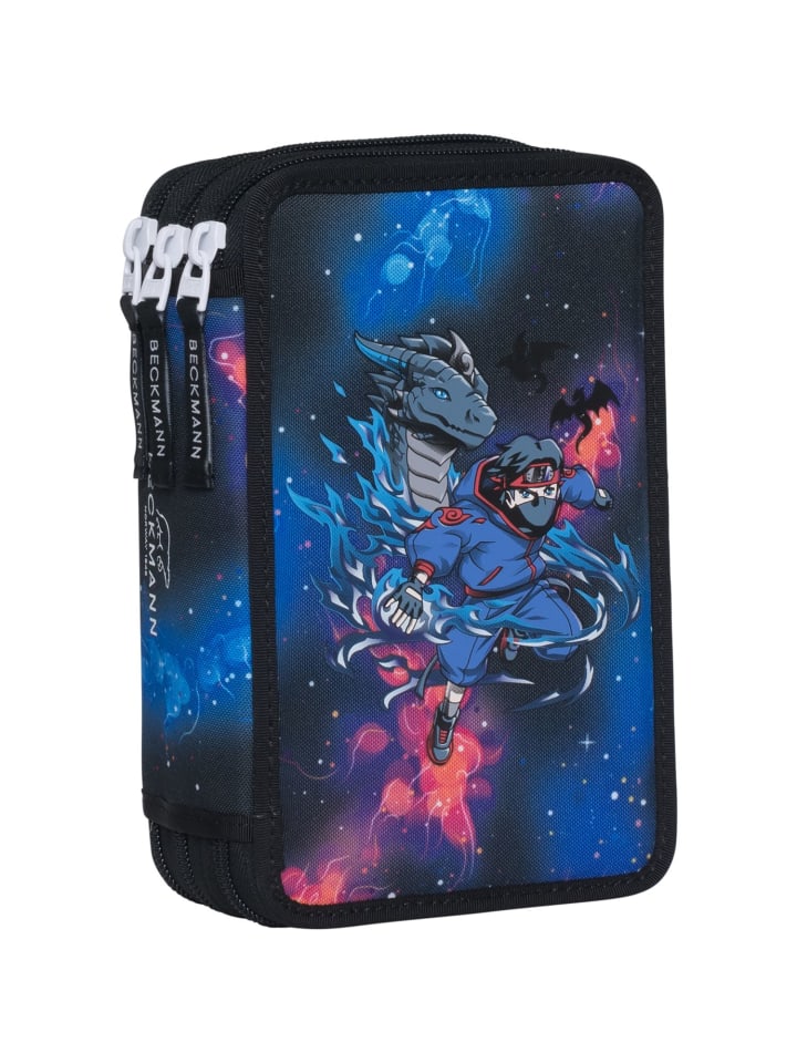 BECKMANN 3-fächrige Federmappe mit Inhalt Ninja Elements in blau günstig kaufen onesize