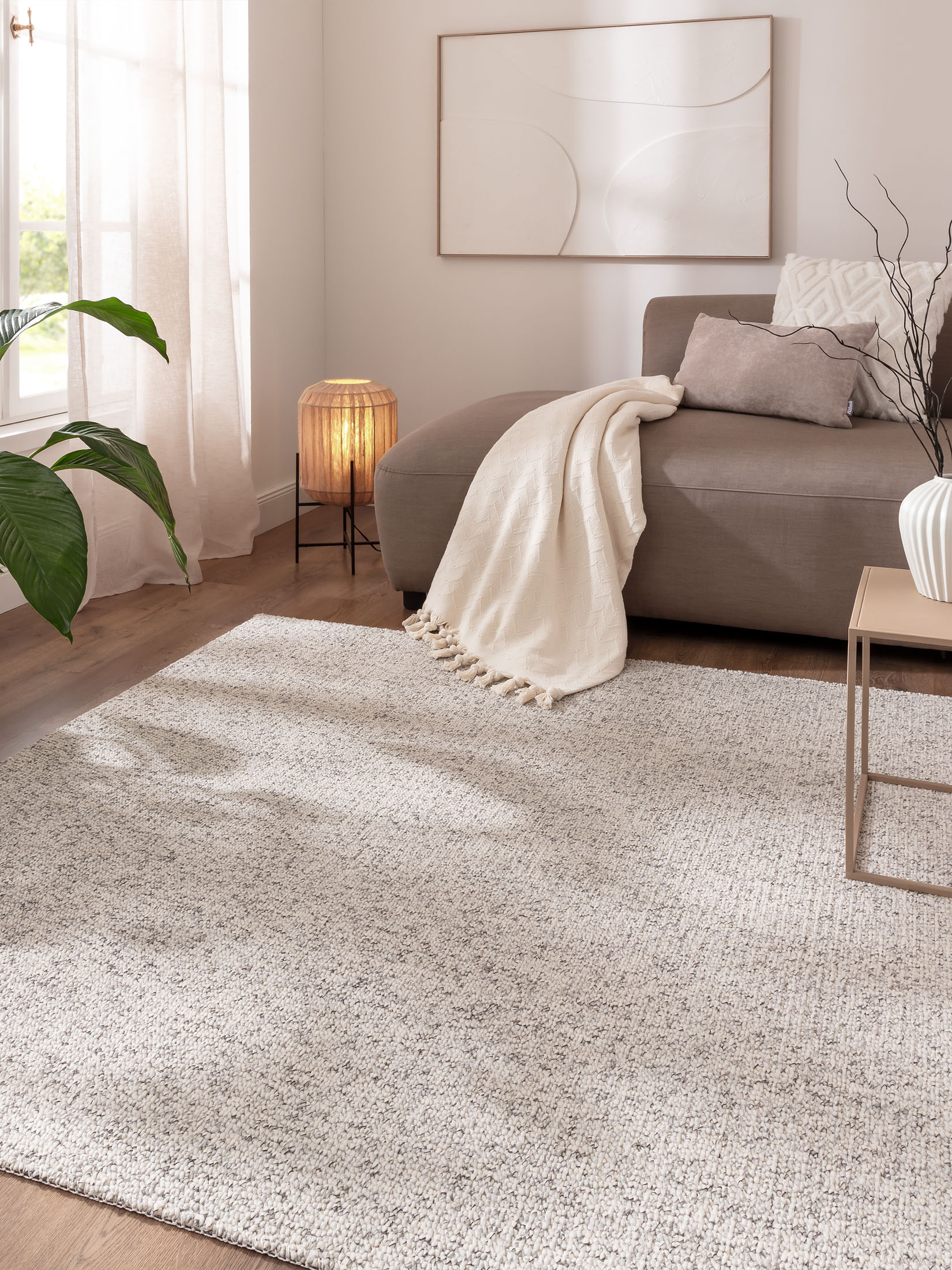 Karleby Moderner Teppich, Creme/Grau meliert