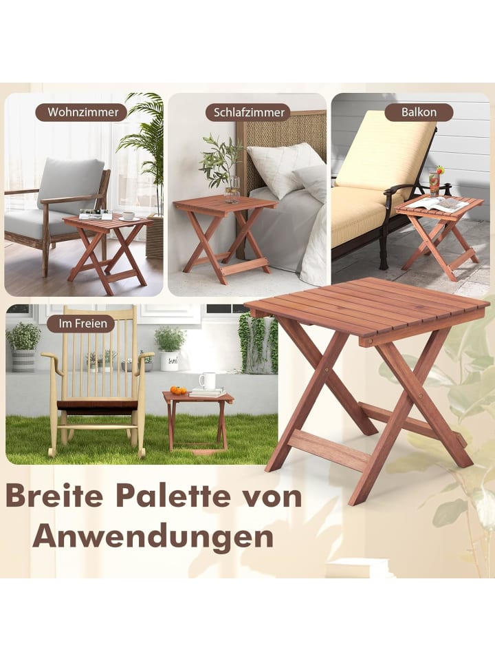 COSTWAY Gartentisch Akazienholz 46x46x45cm in Braun günstig kaufen onesize