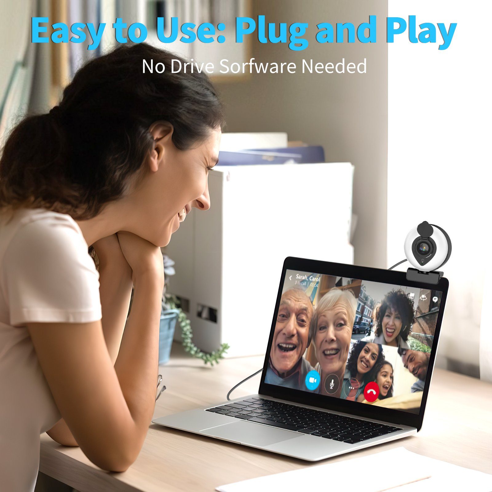 Tisoutec Webcam und Stativ,PC Mac Laptop Desktop Webcam