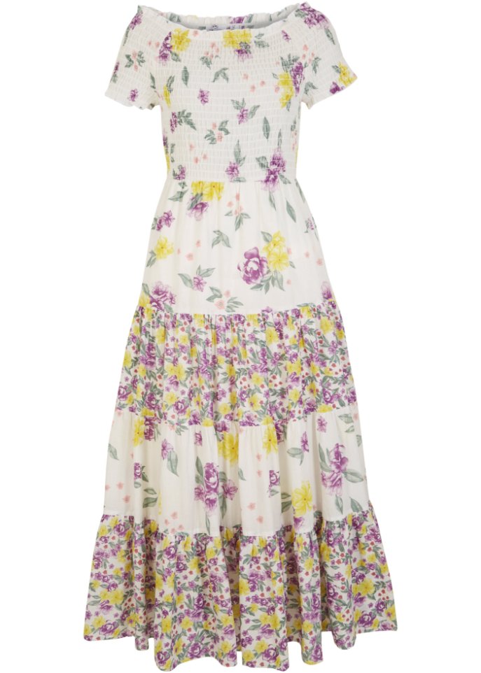 Kleid mit Smock- Ausschnitt