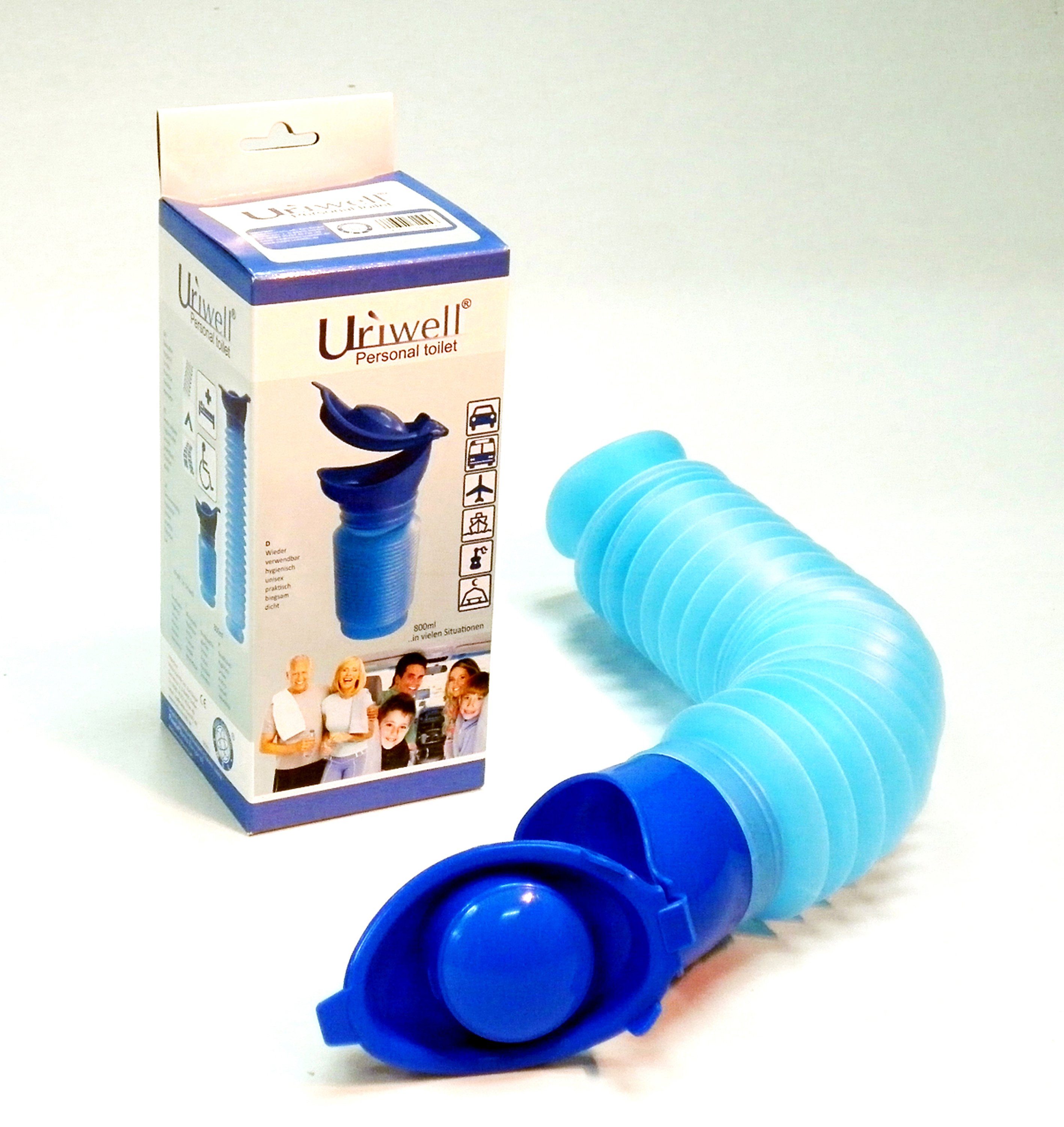 MEDUP Campingtoilette Uriwell Notfalltoilette Urinal Reisetoilette Miniurinal, (Paarset 2Stück unisex, 1-St., für Sie und Ihn unisex Reiseset), ausziehbar 800ml Füllvermögen wiederverwendbar faltbar waschbar