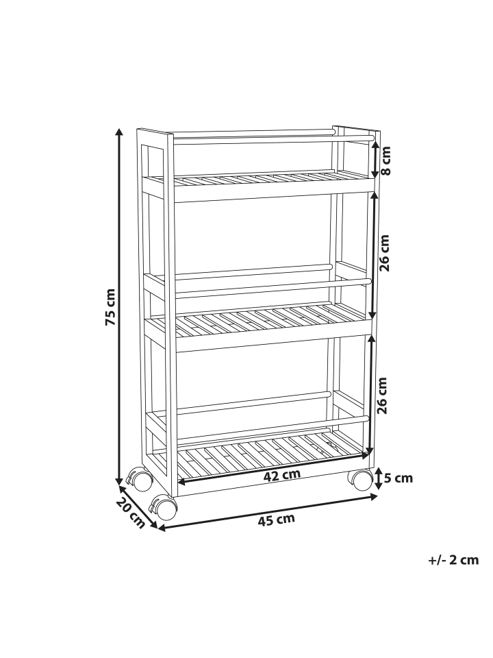 Beliani Badezimmerregal QUINTAY in Heller Holzfarbton - (W) 45 x (H) 75 x (L) 20 cm günstig kaufen onesize