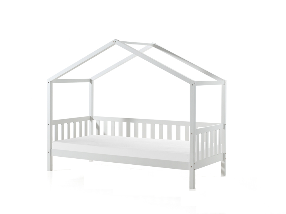 VIPACK Dallas 1 Hausbett mit seitlicher Umrandung 90 x 200 cm Liegefläche, Weiß