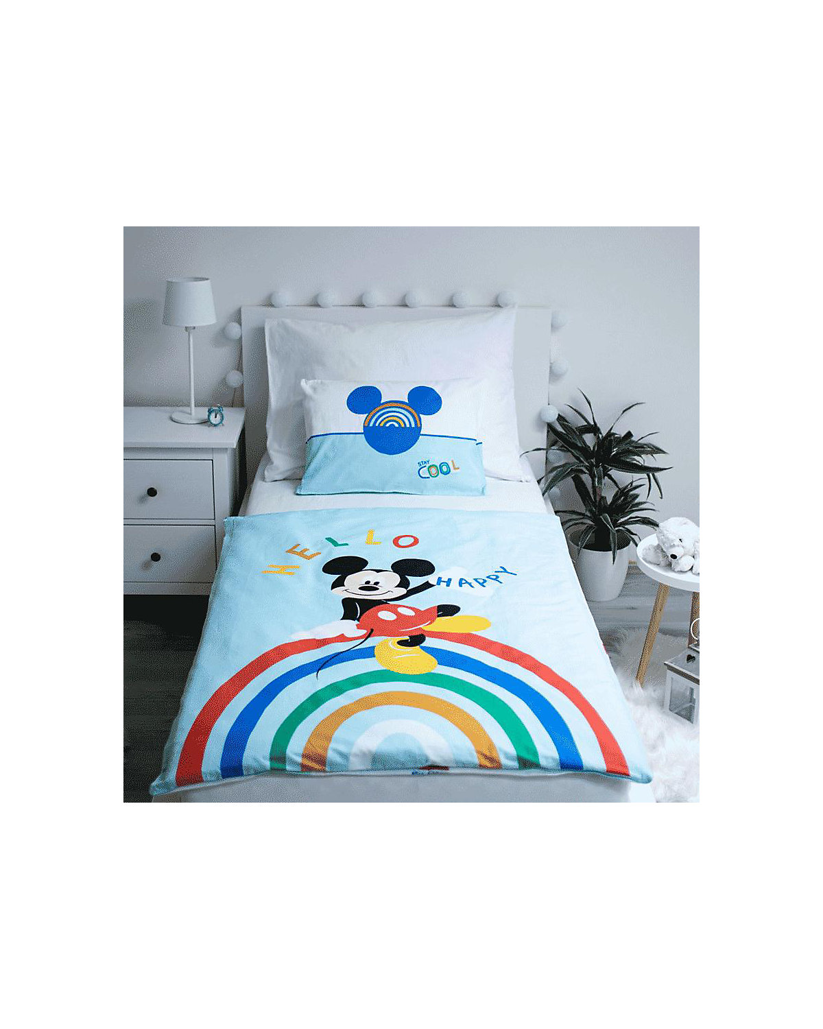 Kinderbettwäsche Mickey, Rainbow, 135x100 + 40x60 cm