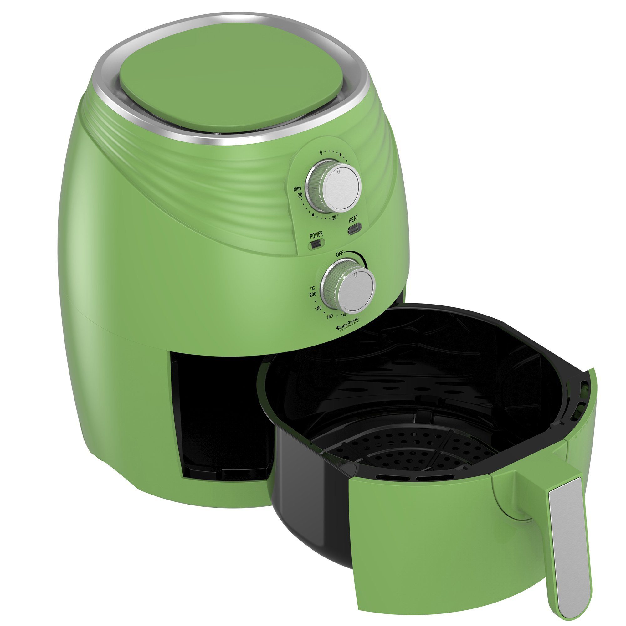 TurboTronic by Z-Line Heißluftfritteuse 3,5 Liter, stufenlose Fritteuse Fettfrei ohne Öl, 50°C - 200°C Power, 1200 W, Camping Retro Airfryer AF11M