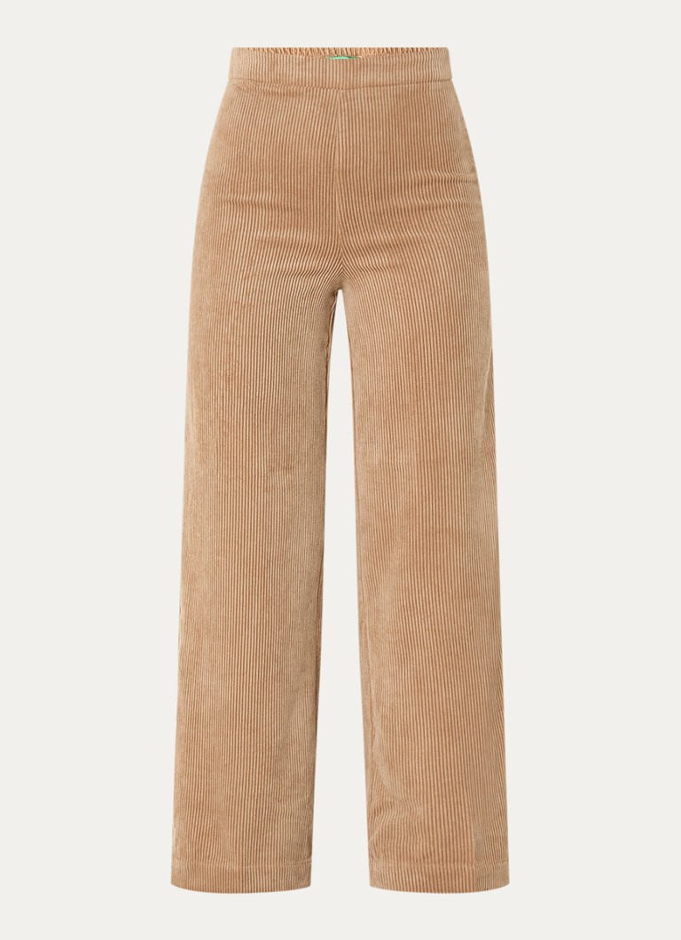 Pantaloni din catifea reiată cu talie înaltă și croială largă Benetton