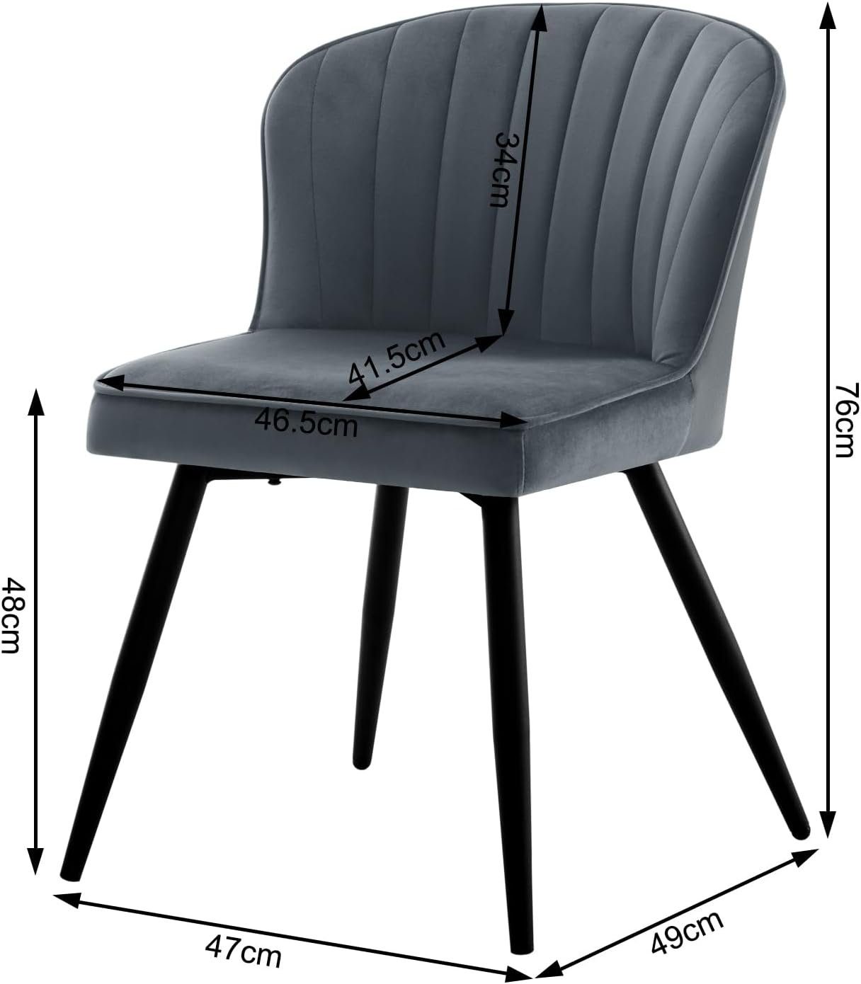 EUGAD 4-Fußstuhl (6 St), Stühle Esszimmer Modern, aus Samt, Metallbeine