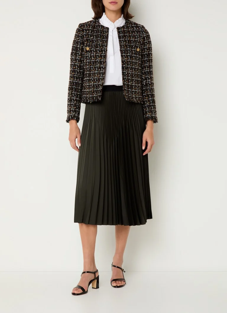 Gerard Darel Mathilda, jachetă scurtă din tweed cu buzunare la piept.