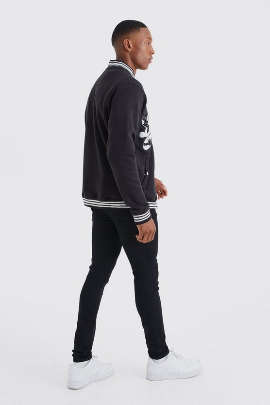 Jersey-Bomberjacke mit Limited Frottee-Applikation