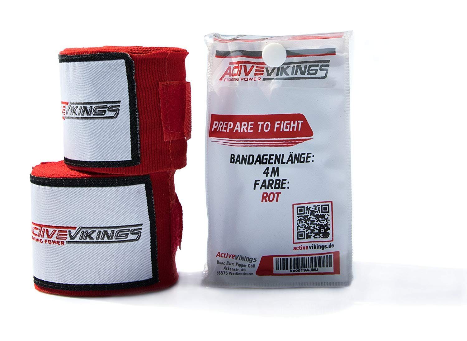 ActiveVikings Boxbandagen ActiveVikings Boxbandagen 4m mit Klettverschluss Ideal für Jede Kampfsportart - Boxen Kickboxen Jiu Jitsu Muay-Thai MMA (2 x Boxbandagen mit Klettverschluss), Mit angenehmen Klettverschluss, in sportlichen Design und eingenä