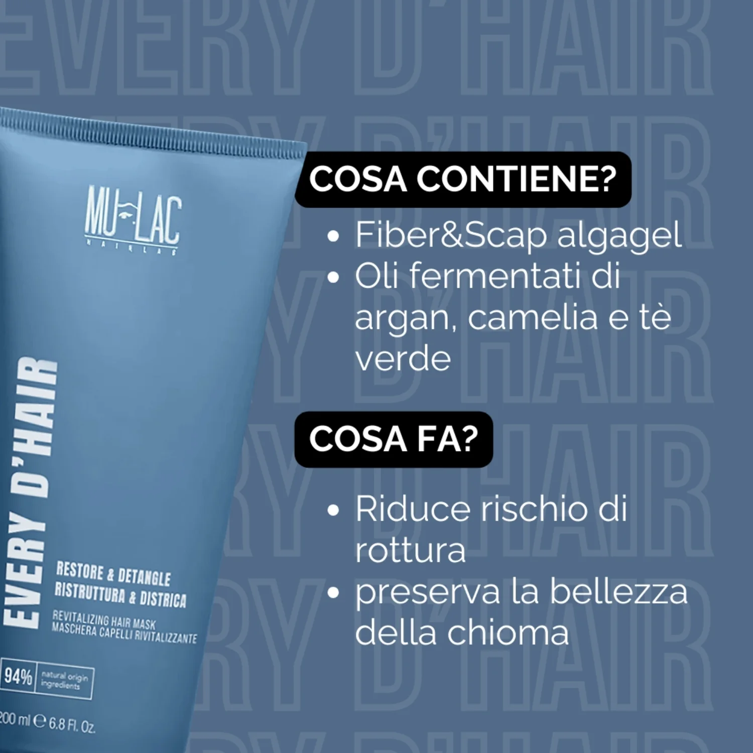 Hairlab KAŽDÝ VLAS RESTRUKTÚRA A ROZČESÁVANIE - Revitalizačná vlasová maska - Revitalizačná vlasová maska