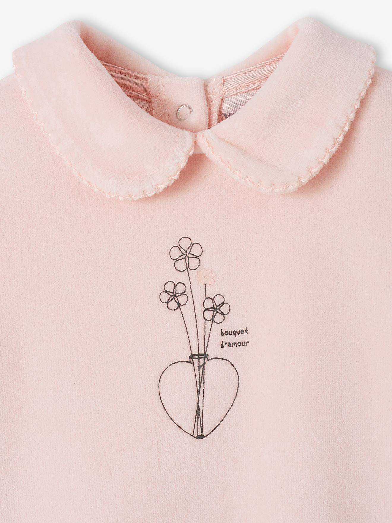 Lot de 2 pyjamas bébé en velours rose poudré