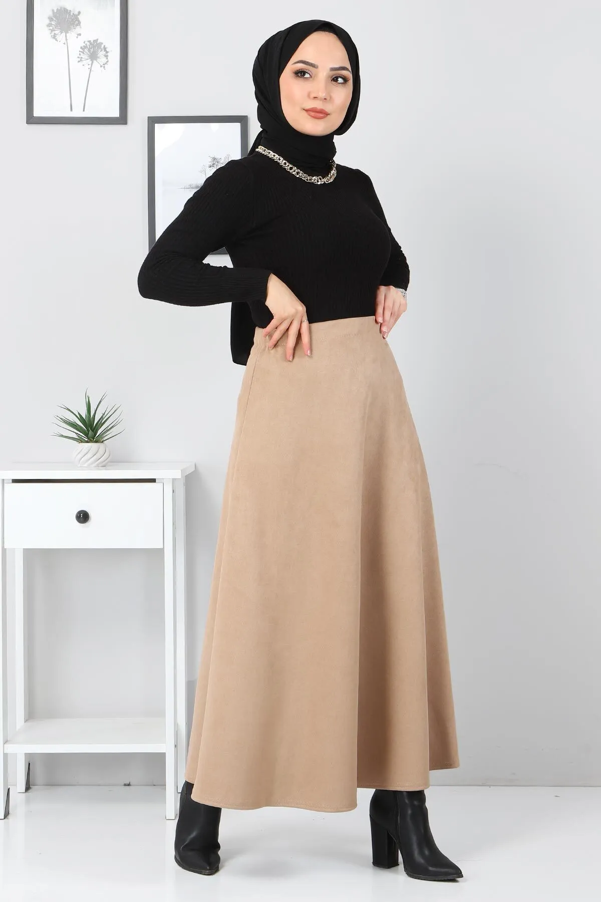 Tesettür Dünyası  Wildleder-Mevlana-Rock Tsd0036 Kamel