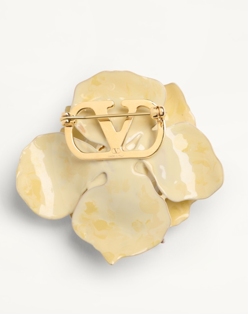 Valentino Fleur Lumineuse broche i metal, emalje og stof