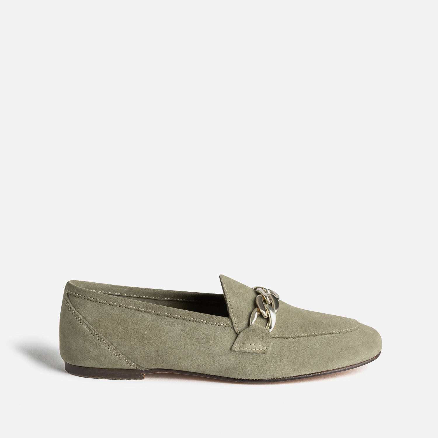 Mocassin kaki éco-conçu en cuir velours