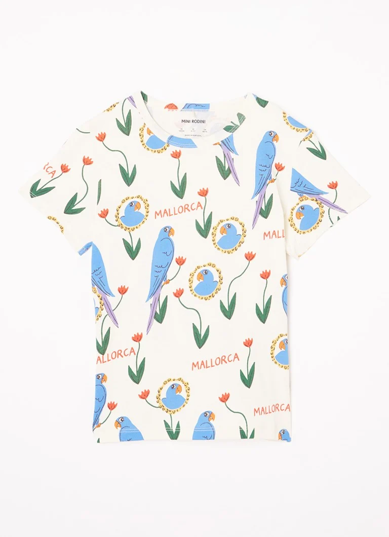 Tricou Mini Rodini Parrots din bumbac organic