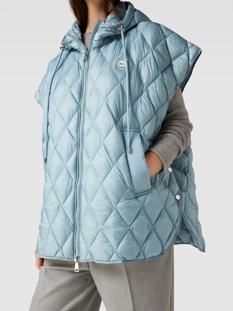 Oversized Steppweste mit Kapuze Modell 'CARLY' in hellblau