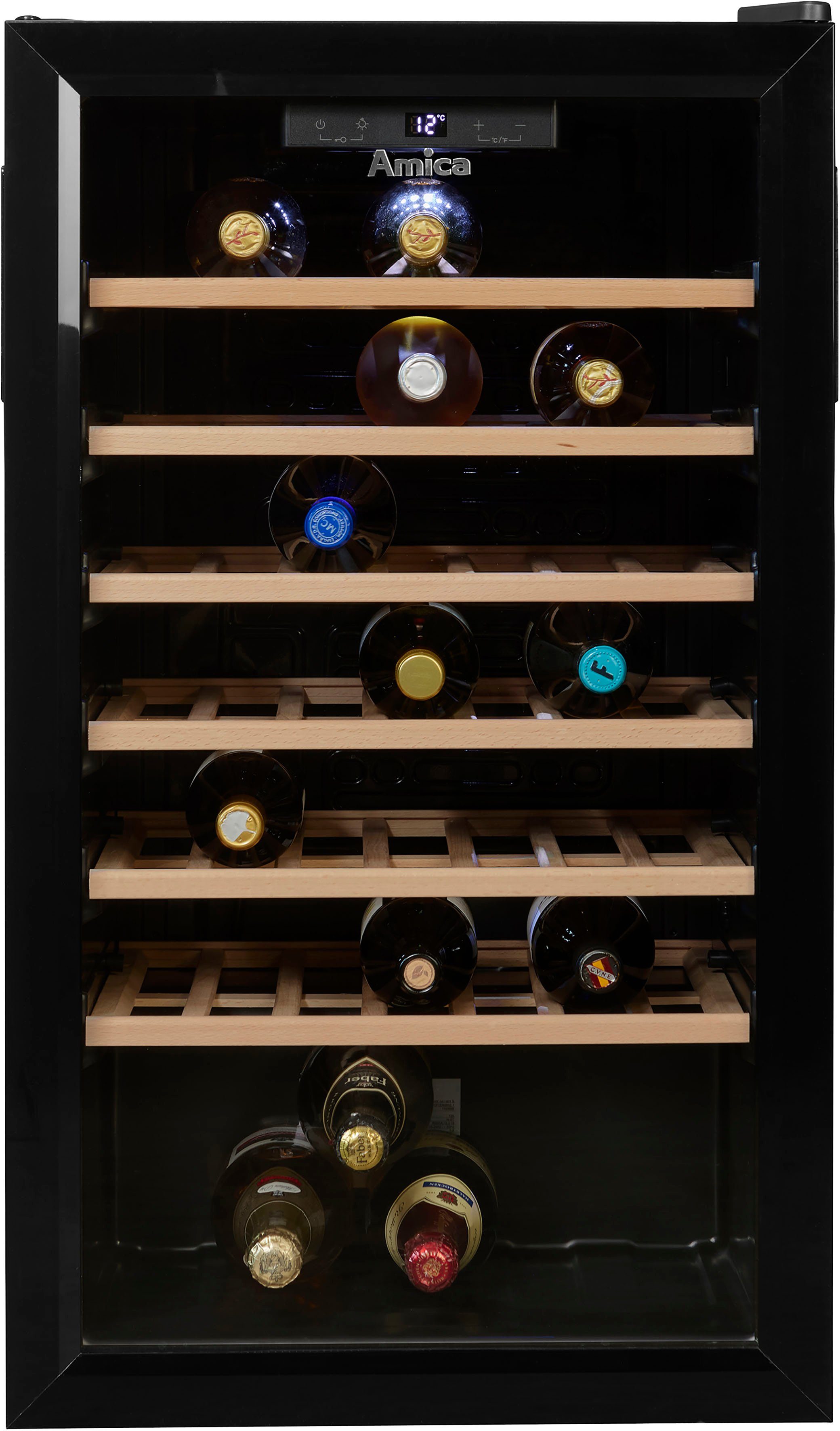 Amica Weinkühlschrank WK 341 901 S,für 52 Standardflaschen á 0,75l, Standkühlschrank